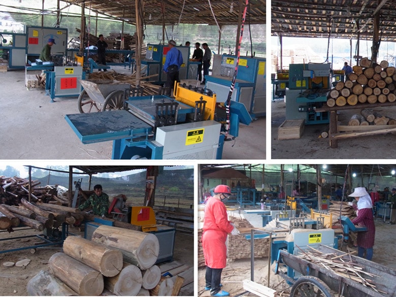 正啟機(jī)械350型原木多片鋸100型方木多片鋸清邊鋸安徽客戶現(xiàn)場(chǎng)